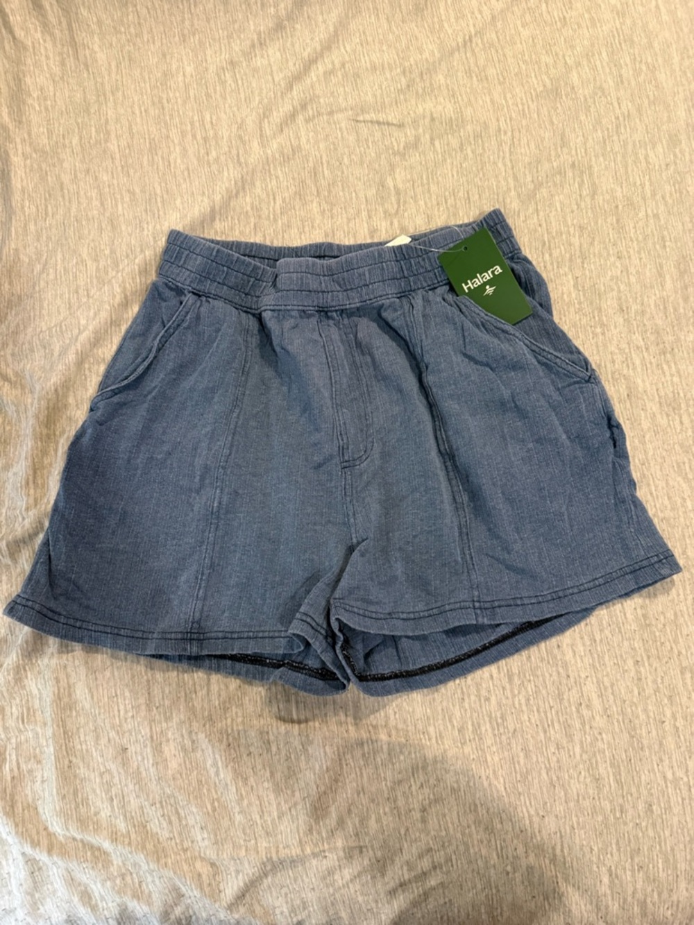 HALARA Indigo Blue High-Waist Drawstring Shorts